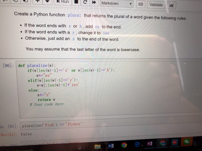 Solved Create a Python function plural that returns the | Chegg.com