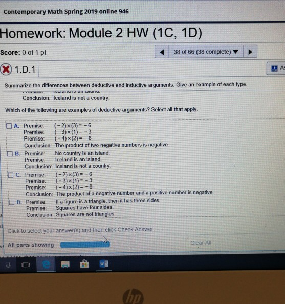 Solved Contemporary Math Spring 2019 online 946 Homework: | Chegg.com