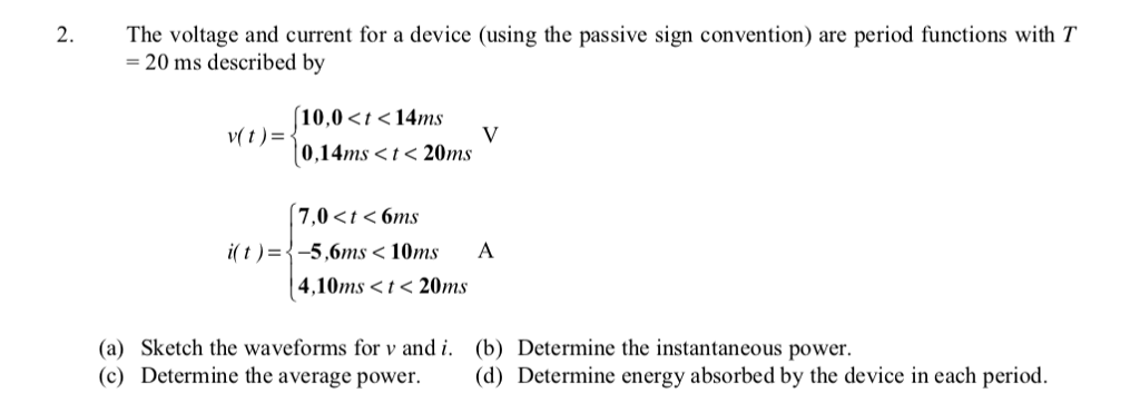 Solved 2. The voltage and current for a device (using the | Chegg.com