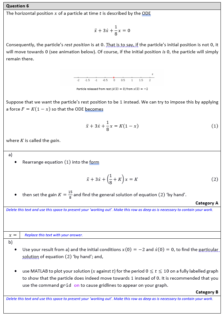 Solved The horizontal position x of a particle at time t is | Chegg.com