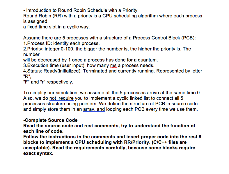 Solved - Introduction To Round Robin Schedule With A 