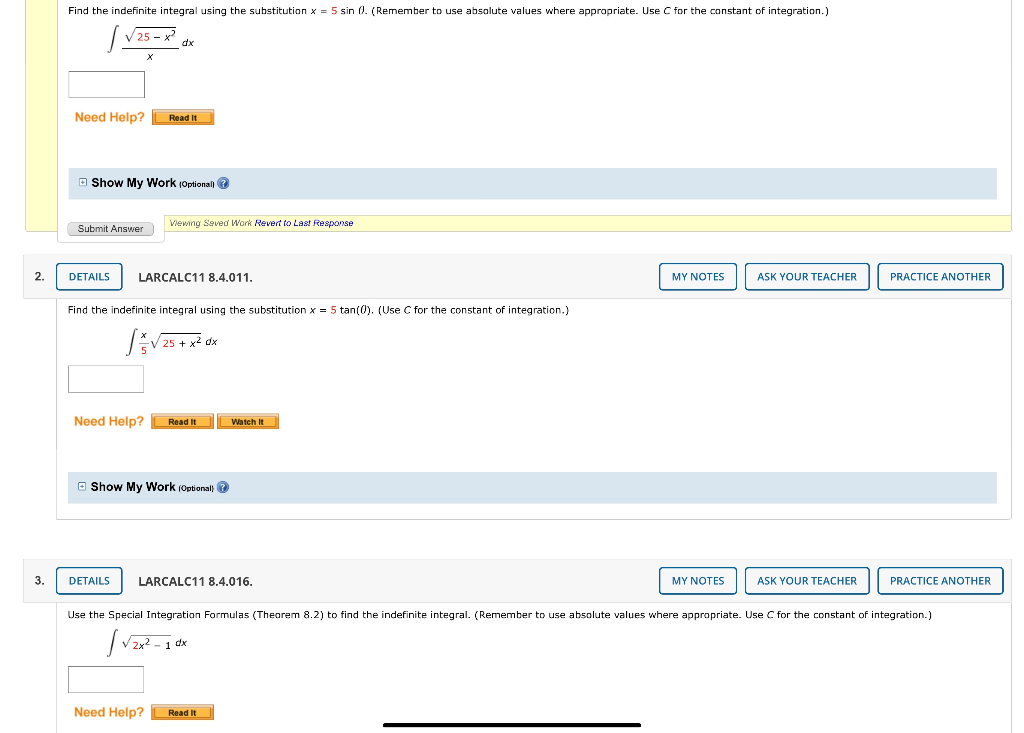 Solved Find the indefinite integral using the substitution x | Chegg.com