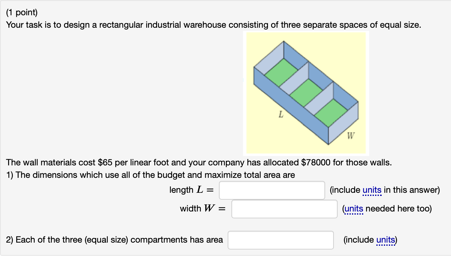 Solved (1 point) Your task is to design a rectangular | Chegg.com
