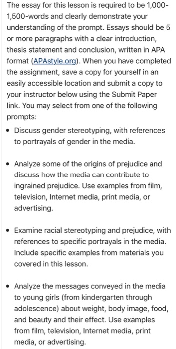 stereotyping in media essay