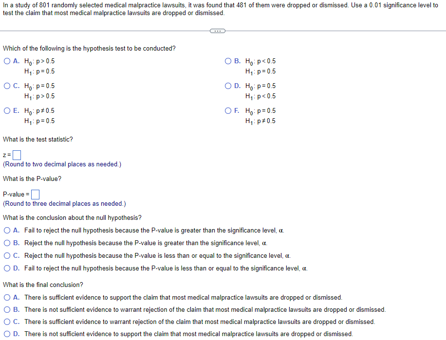 Solved In a study of 803 randomly selected medical