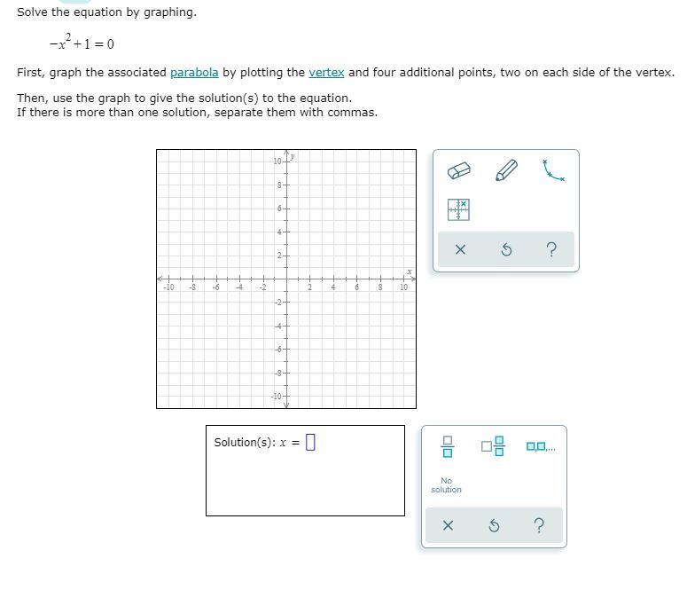 Solved Solve the equation by graphing. -x? +1 = 0 First, | Chegg.com