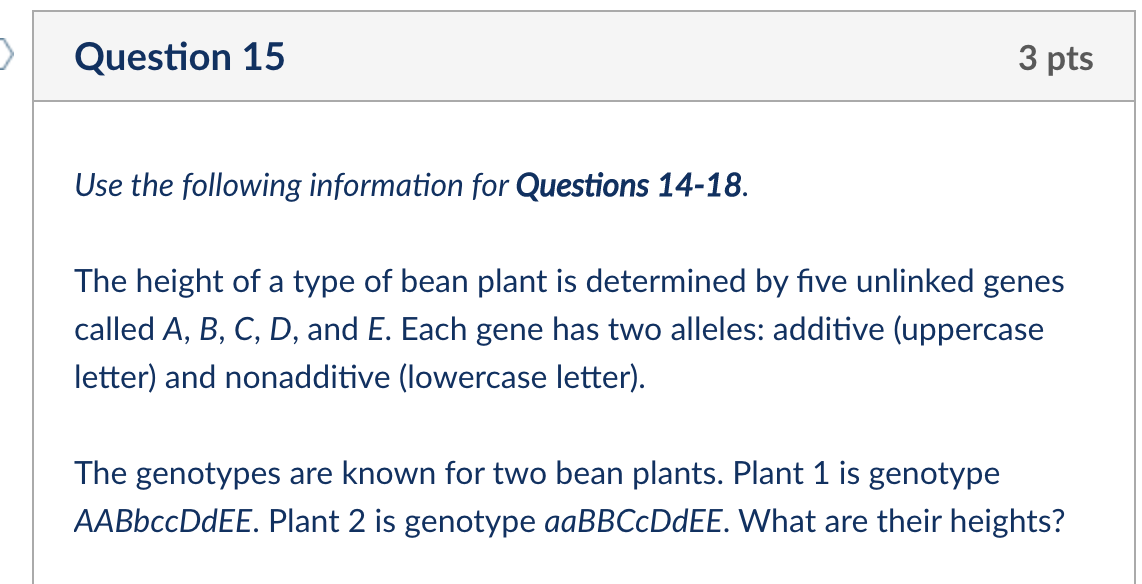 Solved Question 17 3 pts Use the following information for | Chegg.com