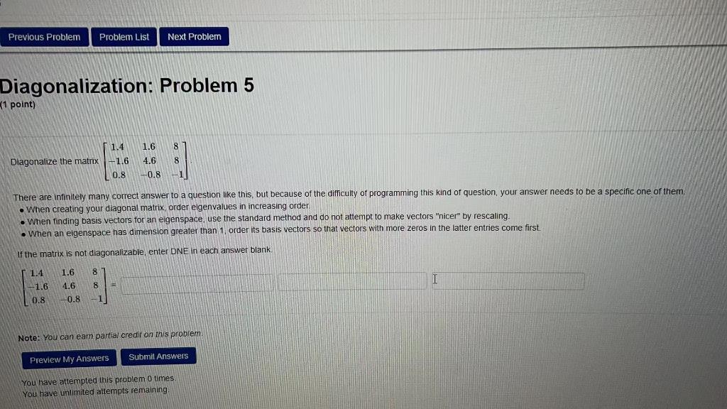 Solved Previous Problem Problem List Next Problem | Chegg.com