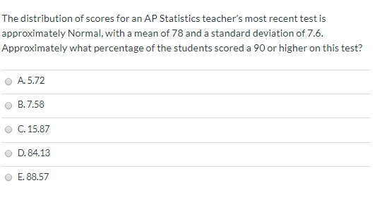 Solved The distribution of scores for an AP Statistics | Chegg.com