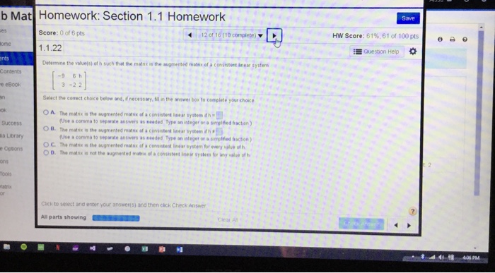 Solved B Mat Homework: Section 1.1 Homework Score: 0 Of 6 | Chegg.com