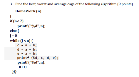 Solved 3. Fine the best, worst and average cage of the | Chegg.com