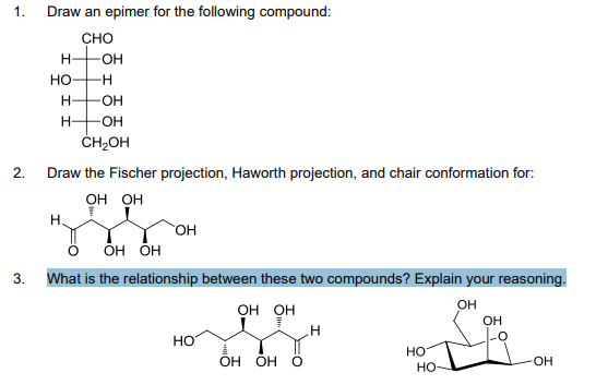 Solved Draw an epimer for the following compound: CHO НЕОН | Chegg.com