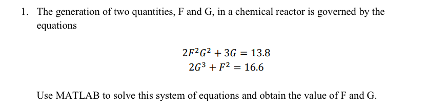 Solved The generation of two quantities, F and G, in a | Chegg.com