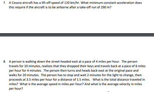 Solved 7. A Cessna aircraft has a lift-off speed of 120 | Chegg.com
