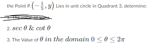 Solved the Point P. ( 15 , y) Lies in unit circle in | Chegg.com