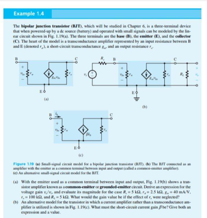 Solved Example 1.4 The bipolar junction transistor (BJT), Circuit Diagram
