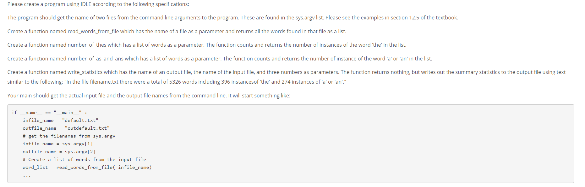 Solved Please create a program using IDLE according to the | Chegg.com