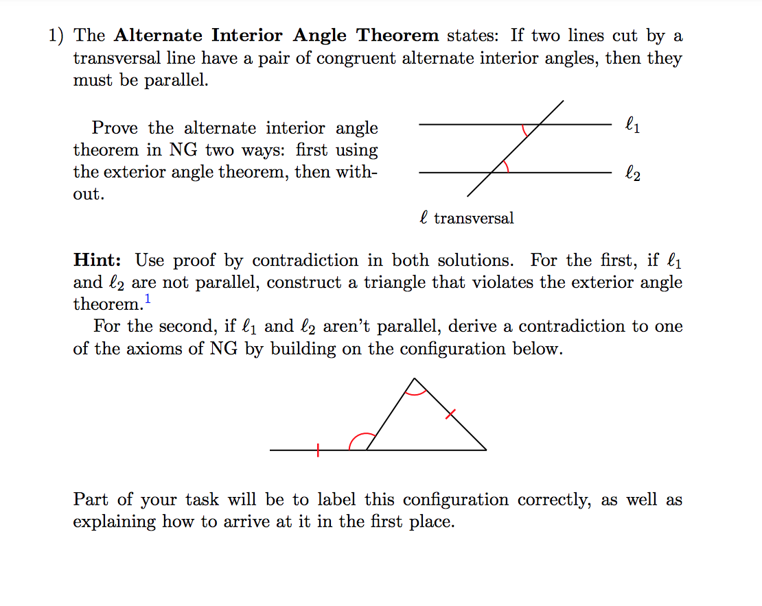 1 The Alternate Interior Angle Theorem States If