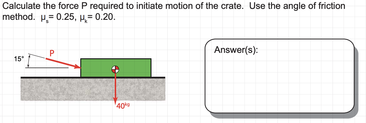 Solved Calculate the force P required to initiate motion of | Chegg.com
