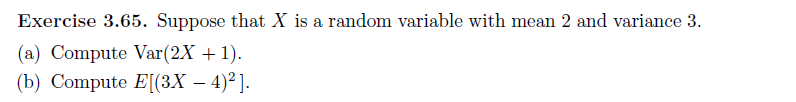 Solved Exercise 3.65. Suppose that X is a random variable | Chegg.com