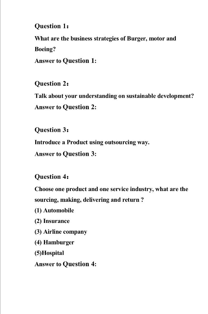 business strategies essay questions