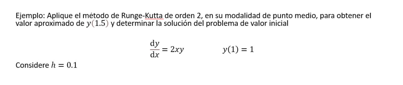 Solved Ejemplo: Aplique el método de Runge-Kutta de orden 2, | Chegg.com