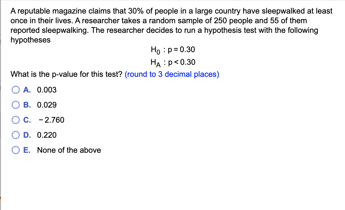 Solved A reputable magazine claims that 30% of people in a | Chegg.com