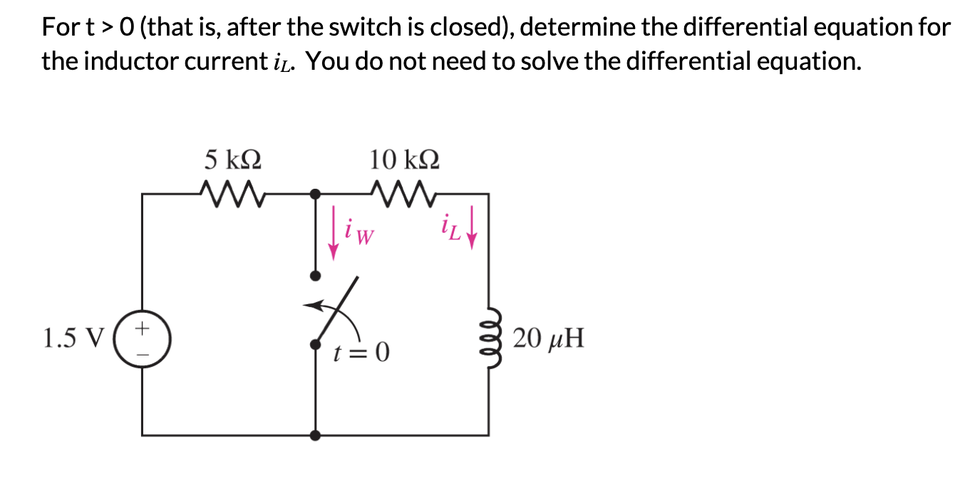 Solved For t>0 (that is, after the switch is closed), | Chegg.com