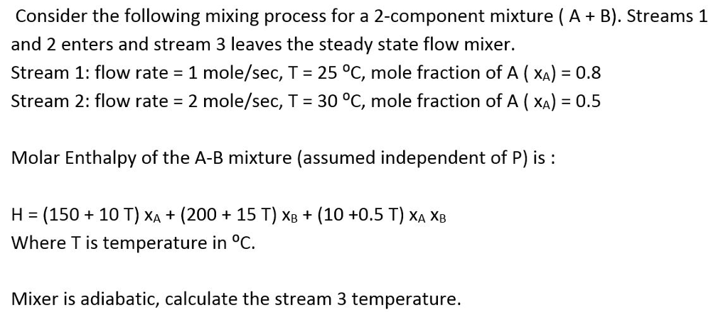 Solved Consider the following mixing process for a | Chegg.com