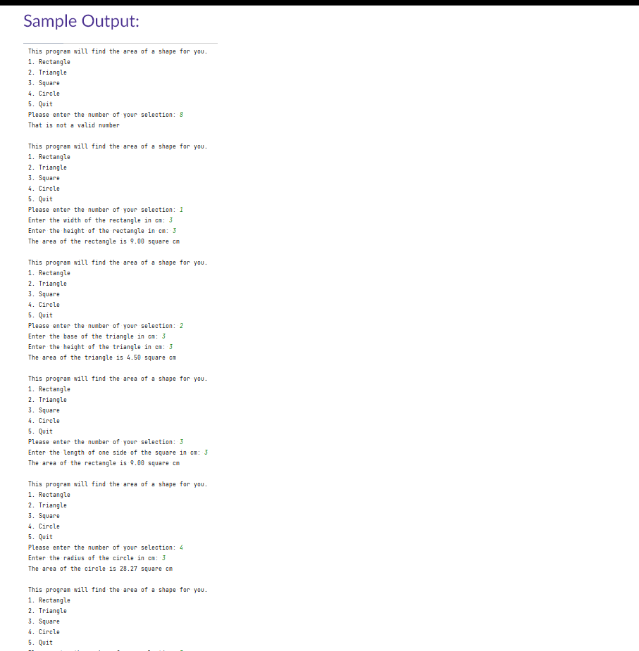 assignment 2 room area python code