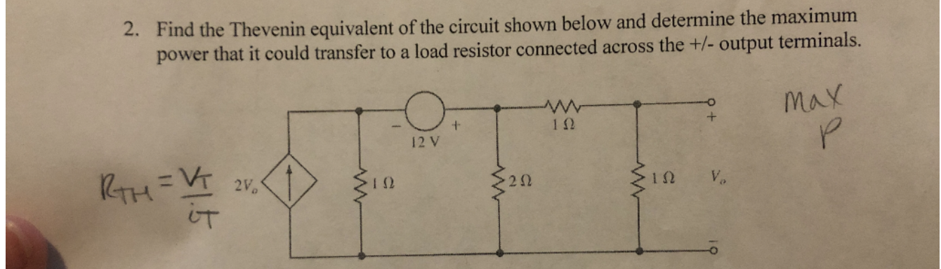 Solved 2. Find the Thevenin equivalent of the circuit shown | Chegg.com