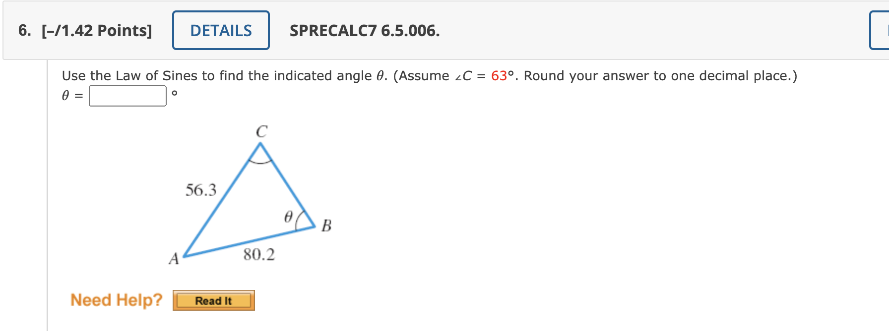use law of sines to find angle