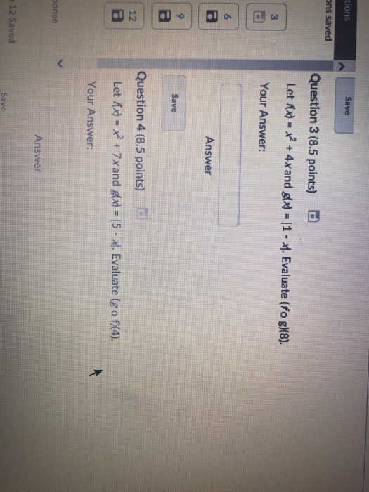 Solved Save tions ns Question 3 (8.5 points) Let(x) = ㎡ + 4x | Chegg.com