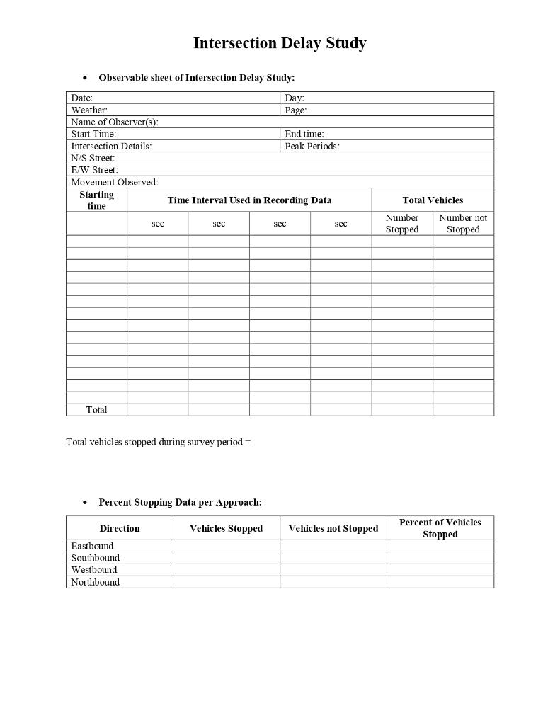 Solved Intersection Delay Study - Observable sheet of | Chegg.com