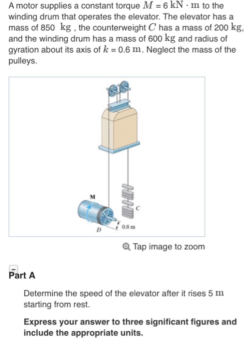 Solved A motor supplies a constant torque M 6 kN m to the