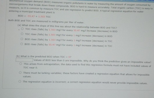 Solved biöchemical oxygen demand (BOD) measures organic | Chegg.com