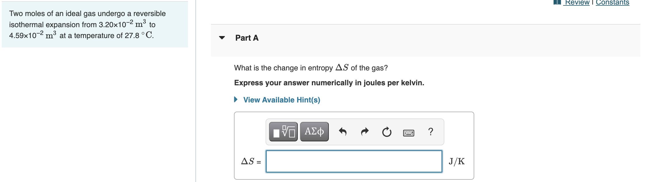 Solved Review | Constants Two moles of an ideal gas undergo | Chegg.com