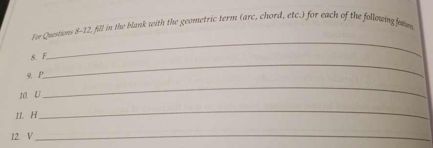 Solved C For Each Of The Following Feat 8 12 Fill In T Chegg Com