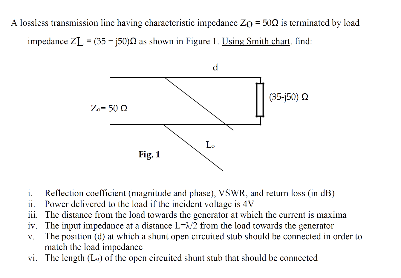 Solved A Lossless Transmission Line Having Characteristic | Chegg.com