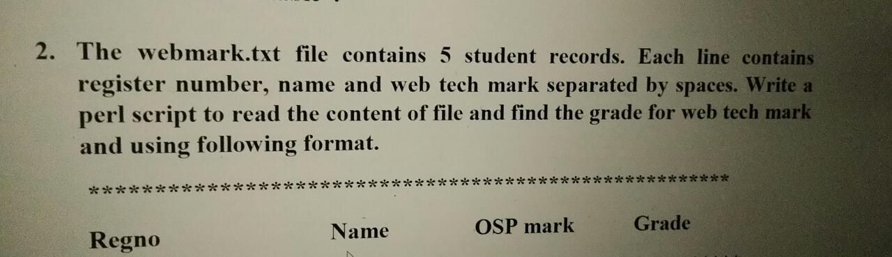 Solved 2. The webmark.txt file contains 5 student records. | Chegg.com