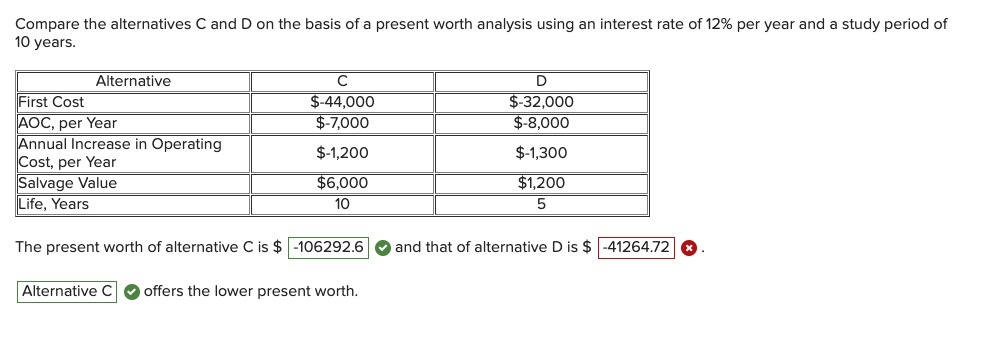 Solved Compare the alternatives C and D on the basis of a | Chegg.com