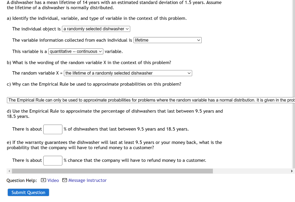 Solved A dishwasher has a mean lifetime of 14 years with an | Chegg.com