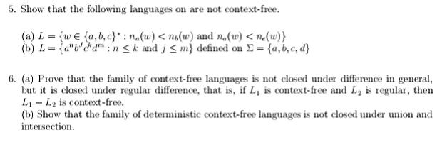 Solved 5 Show That The Following Languages On Are Not Co Chegg Com