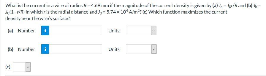 Solved What is the current in a wire of radius R = 4.69 mm | Chegg.com