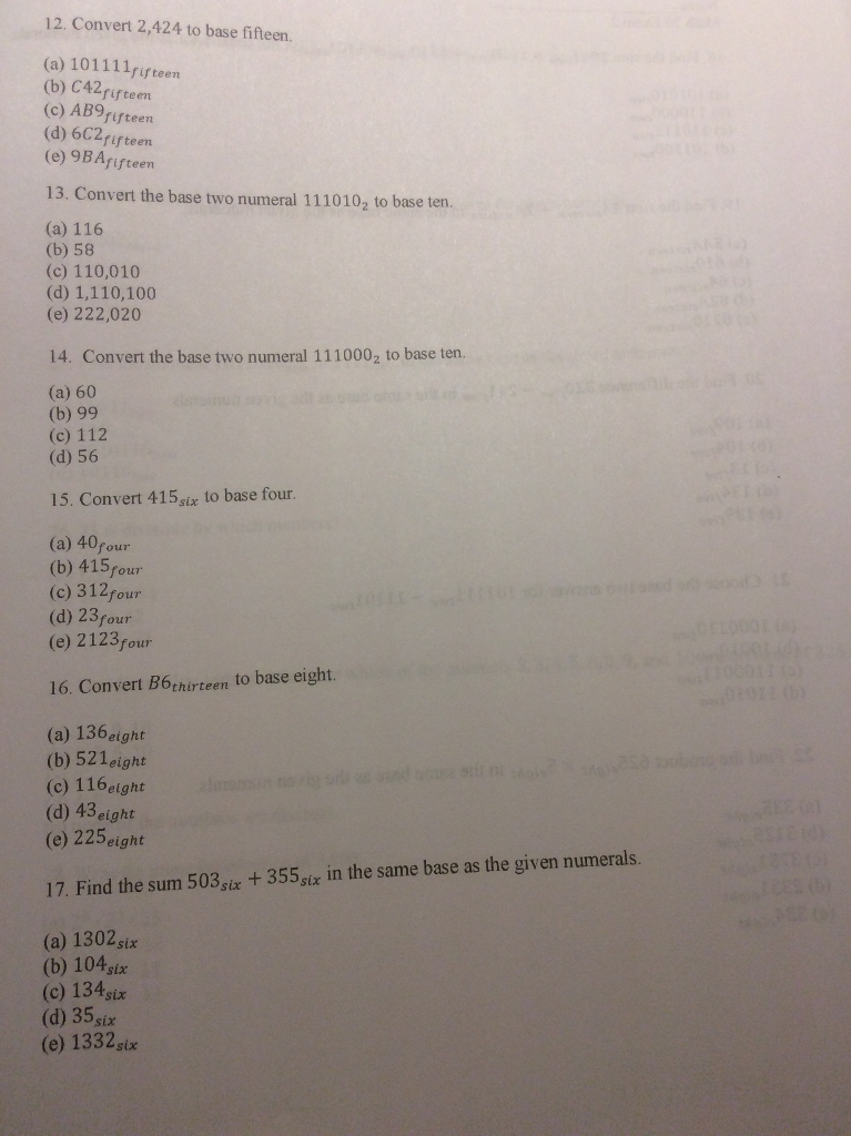 Solved 12 Convert 2 424 To Base Fif A 101111rifte Chegg 12 Convert 2 424 To Base Fif