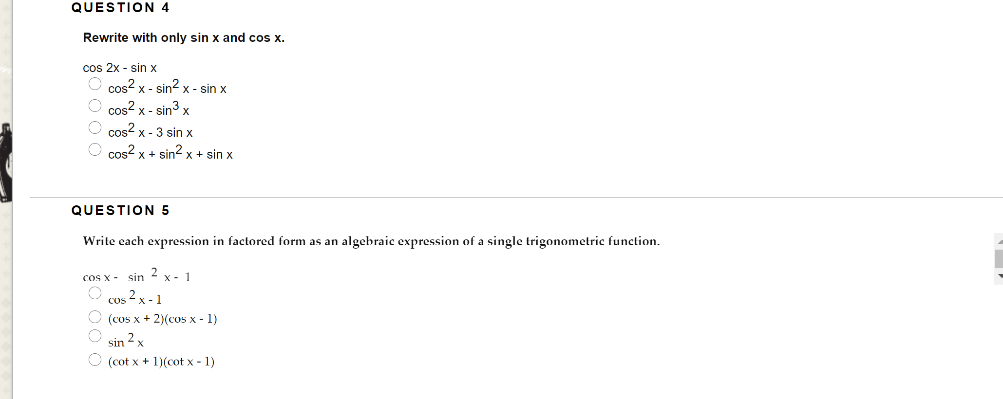 simplify sin inverse sin x cos x 2