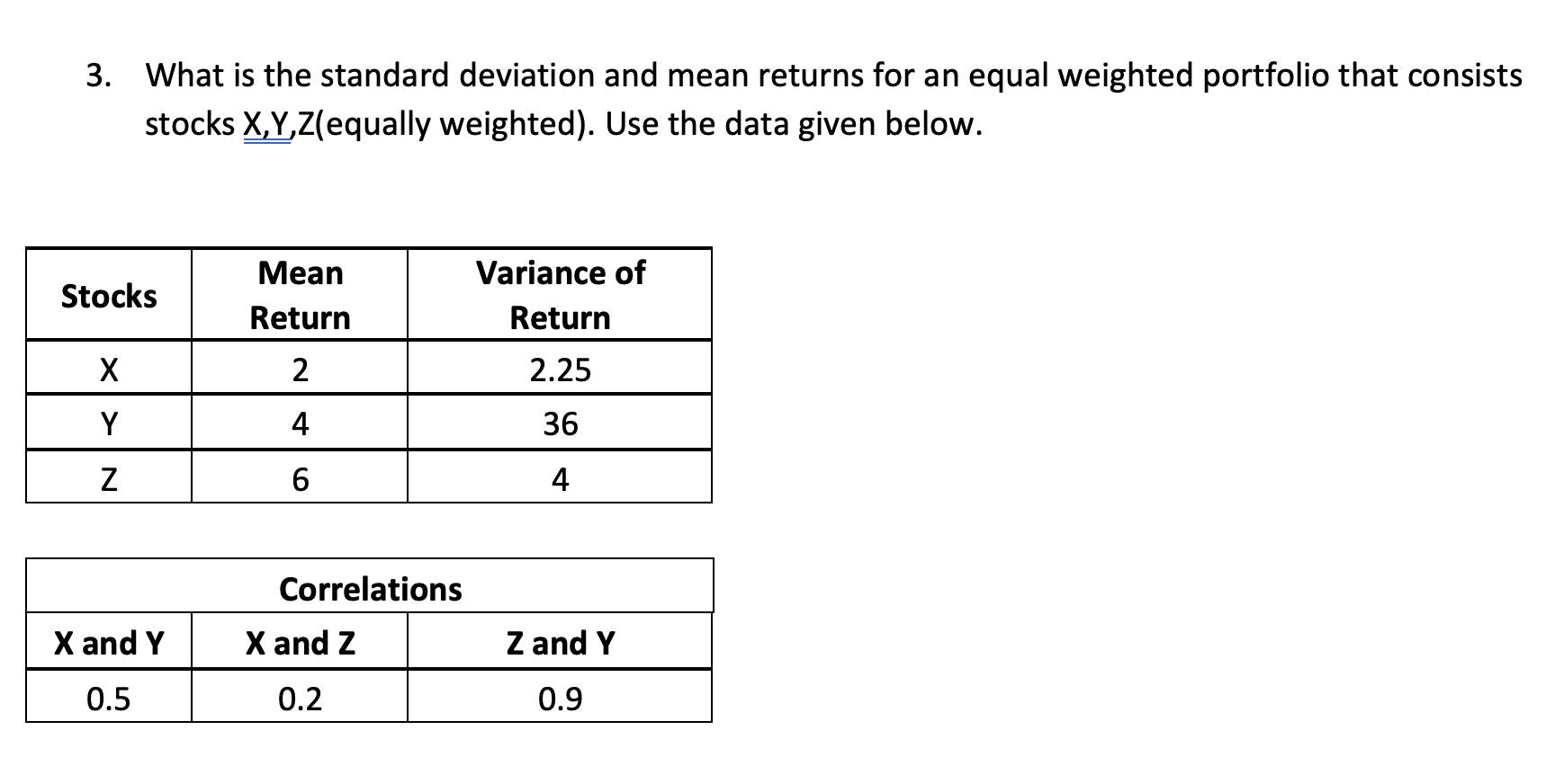 Solved 3. What is the standard deviation and mean returns | Chegg.com