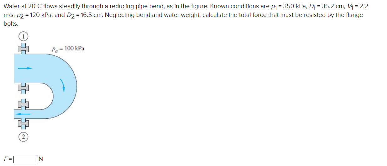 Solved Water at 20∘C flows steadily through a reducing pipe | Chegg.com