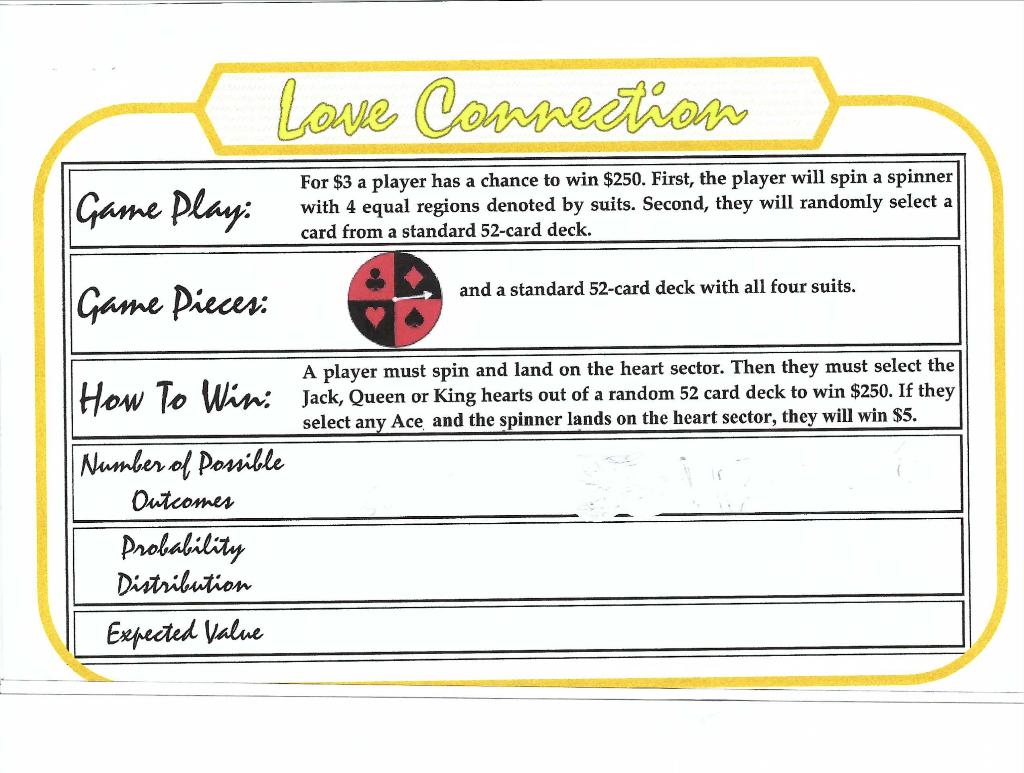 Solved Love Connection Game Play For 3 a player has a