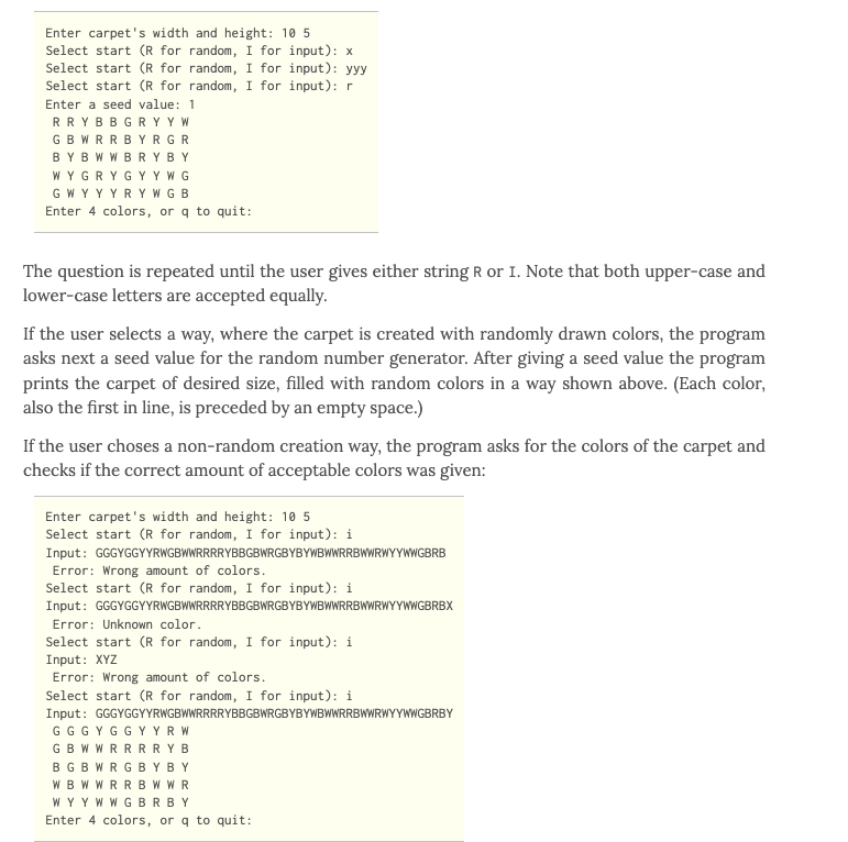Solved Mystery carpet c++ task. I've been stuck for days. | Chegg.com